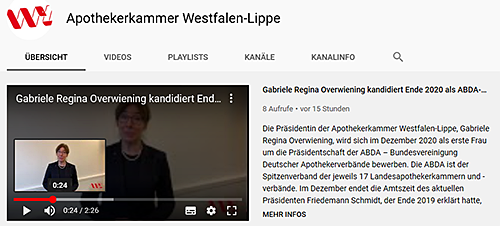 Video-Statement zur Kandidatur der AKWL-Kammerpräsidentin Gabriele Regina Overwiening Video-Statement zur Kandidatur der AKWL-Kammerpräsidentin Gabriele Regina Overwiening